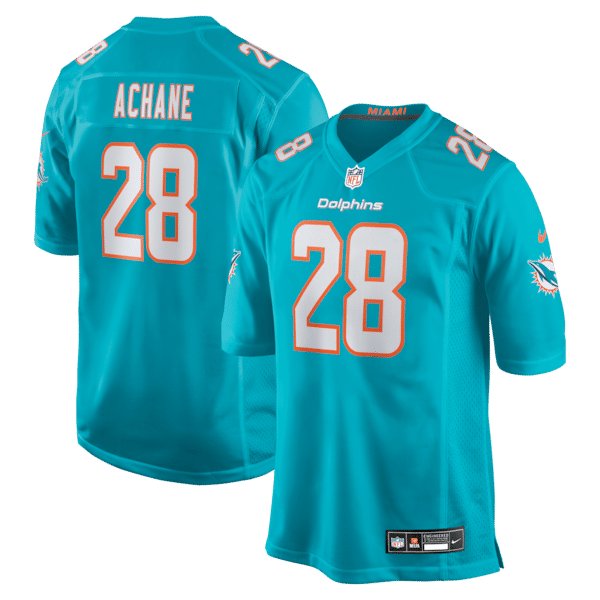 Nike De'Von Achane Miami Dolphins Game Jersey Aqua