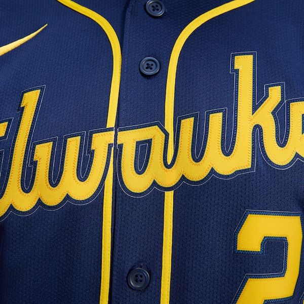 Nike Christian Yelich Milwaukee Brewers Alternate Limited Jersey Navy