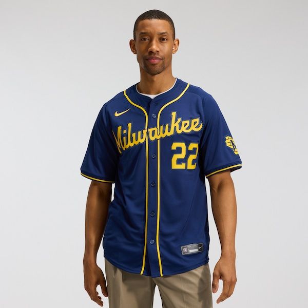 Nike Christian Yelich Milwaukee Brewers Alternate Limited Jersey Navy
