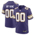 Nike Minnesota Vikings Custom Game Jersey Purple