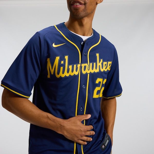 Nike Christian Yelich Milwaukee Brewers Alternate Limited Jersey Navy