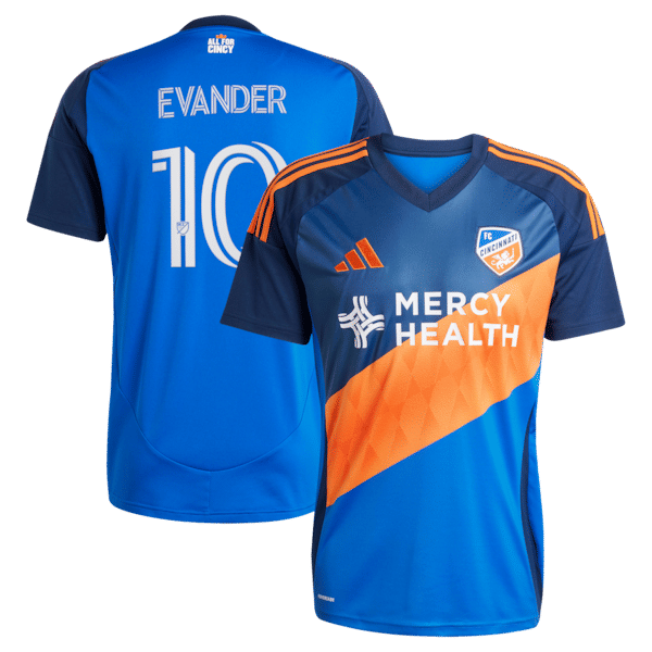 Adidas Evander da Silva Ferreira FC Cincinnati 2025 Orange and Blue Legacy Kit Replica Jersey Blue