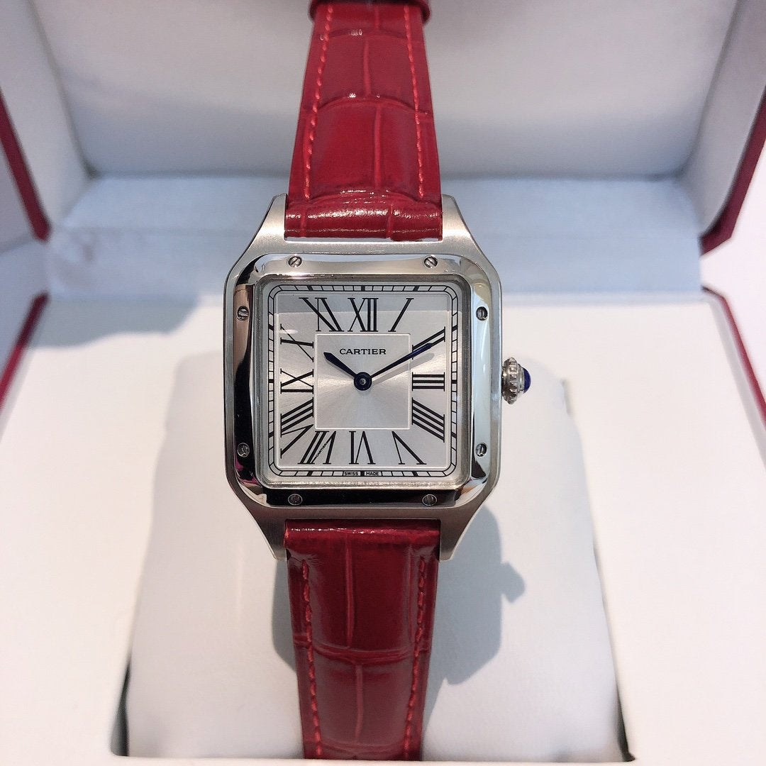 Selfika™ Santos-Dumont Small Model Bordeaux Leather Watch
